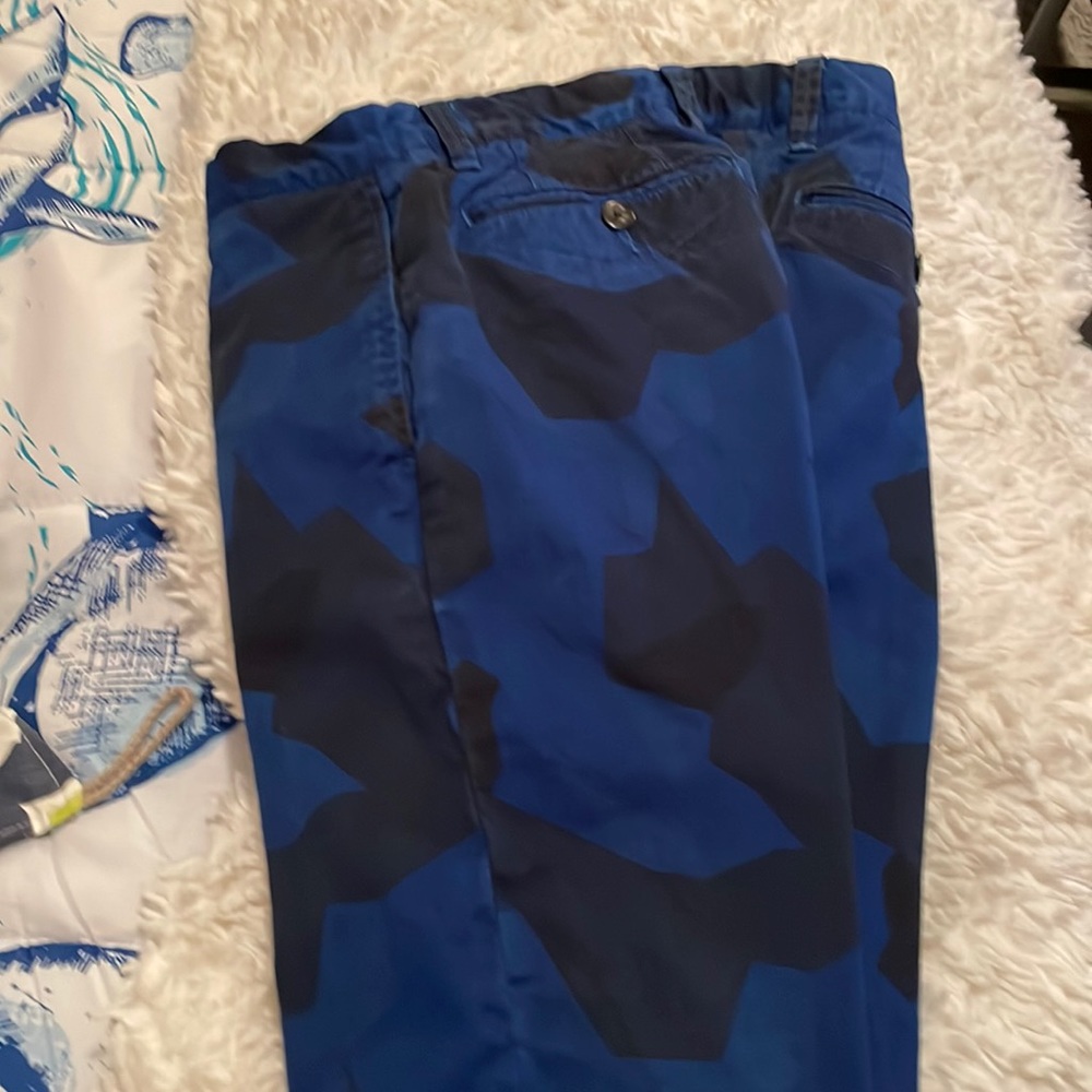 Men’s blue camo dress pants slim fit